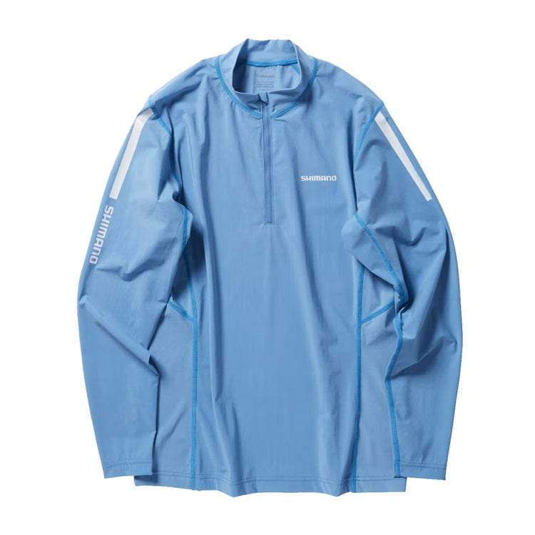 シマノ シャツ SH-040X ウォーターリペル ハーフジップシャツ ロングスリーブ サックスブルー SHIMANO 取寄