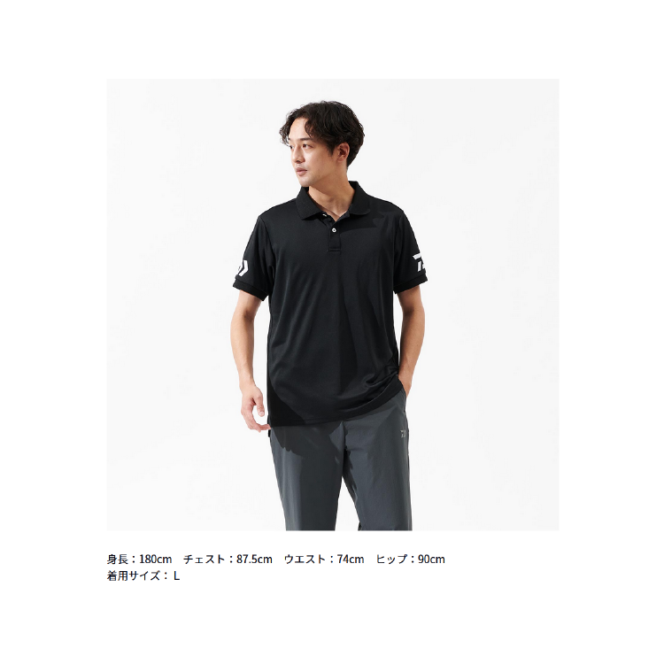 ダイワ シャツ DE-7925 半袖ポロシャツ ブラック×ホワイト DAIWA