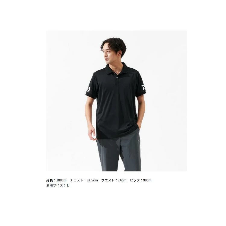 ダイワ シャツ DE-7925 半袖ポロシャツ ブラック×ホワイト キッズサイズ DAIWA