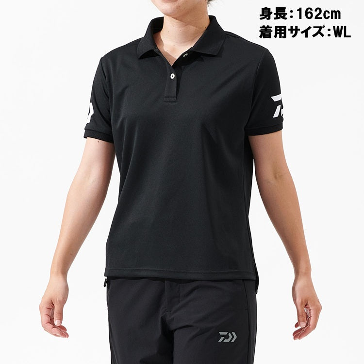 ダイワ シャツ DE-7925 半袖ポロシャツ ブラック×ホワイト レディースサイズ DAIWA