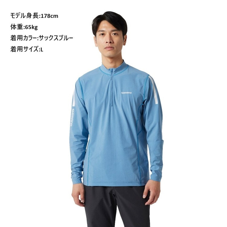 シマノ シャツ SH-040X ウォーターリペル ハーフジップシャツ ロングスリーブ ライトグレー SHIMANO 取寄