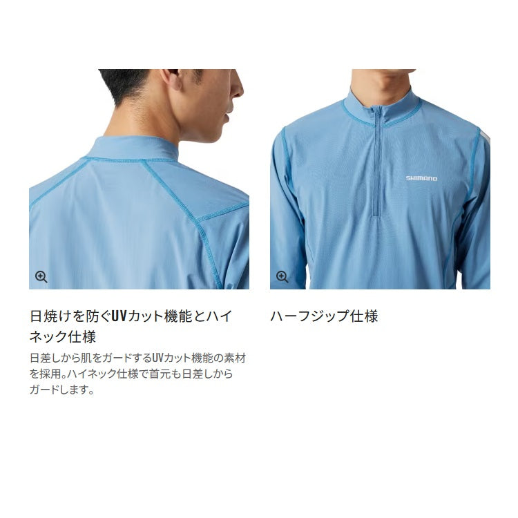シマノ シャツ SH-040X ウォーターリペル ハーフジップシャツ ロングスリーブ ブラック SHIMANO 取寄