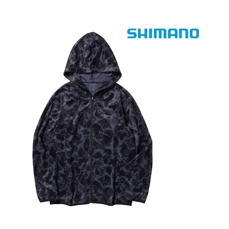 シマノ ラッシュガード WJ-040X サンプロテクションジップアップグラフィックパーカー ブラックカモ SHIMANO 取寄