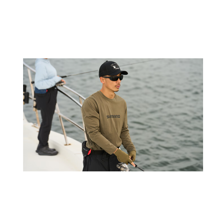 シマノ シャツ SH-022W ドライロゴTシャツ ロングスリーブ ダークカーキ SHIMANO