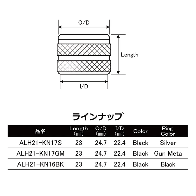 ジャストエース KN17フード用グリップ ALH21-KN17 アルミフード ローレット加工 Justace