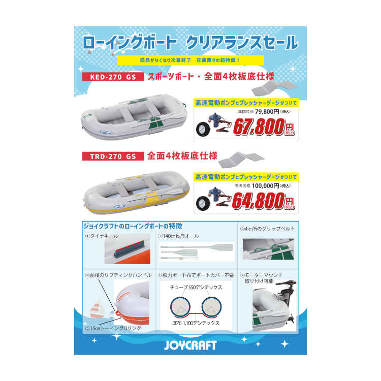 【ジョイクラフトサマーセール！7/20(日)まで！】ジョイクラフト ゴムボート 4人乗り セット KED-270GS 電動ポンプ・プレッシャーゲージセット JOYCRAFT