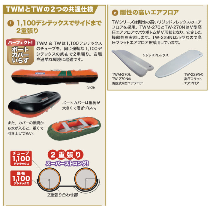 ジョイクラフト ゴムボート TWM-270 GSセット 電動ポンプ
