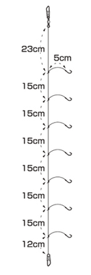 ハリミツ　ワカサギ仕掛け　棚広ワカサギ(細地袖) 7本針 W-2H メール便対応可能