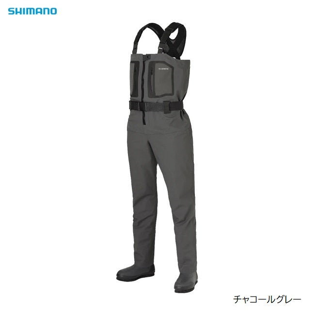 シマノ(SHIMANO)　FF-001V ドライシールド＋4ストレッチウェーダー(チェストハイ・カットピンフェルトソール) カラー：チャコールグレー (お取り寄せ)