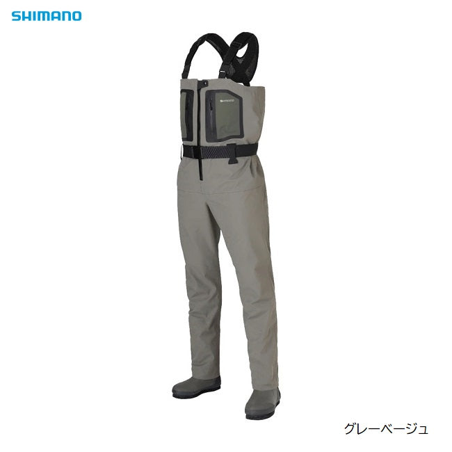 シマノ(SHIMANO)　FF-001V ドライシールド＋4ストレッチウェーダー(チェストハイ・カットピンフェルトソール) カラー：グレーベージュ (お取り寄せ)
