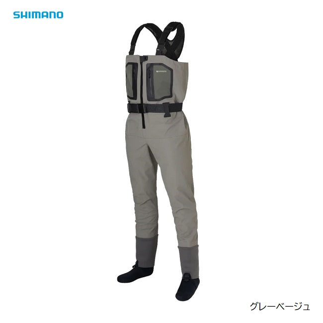 シマノ(SHIMANO)　FF-002V ドライシールド＋4ストレッチウェーダー(チェストハイ・ストッキングタイプ) カラー：グレーベージュ (お取り寄せ)